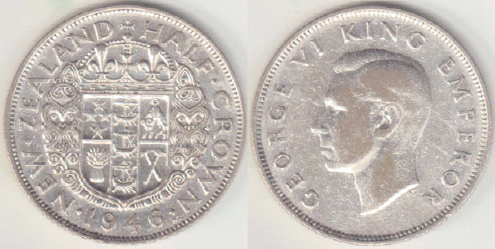 1946 New Zealand silver Half Crown A002102